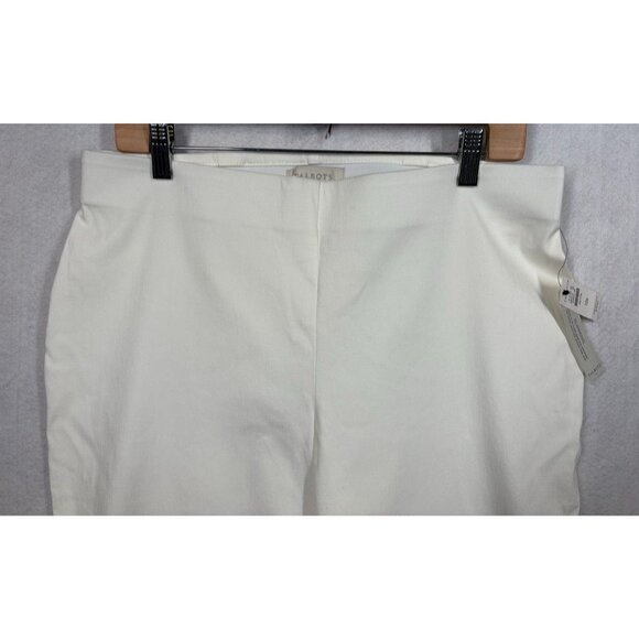 Talbots Petite Women's White Pants Slimming Flat Front Stretch Size 12P New NWT - Picture 3 of 9